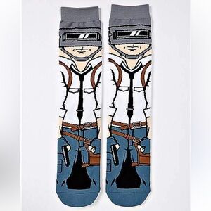 Spencer’s 1 pair of Bioworld PUBG character crew socks, size 10-13 new